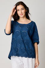 Eyelet Button-back Blouse (3 Colors)