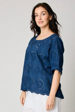 Eyelet Button-back Blouse (3 Colors)