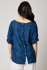 Eyelet Button-back Blouse (3 Colors)