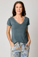 Knit Ruffle Trim Tee (6 Colors) - Jacqueline B Clothing