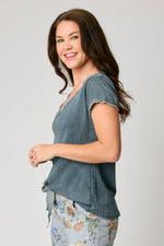 Knit Ruffle Trim Tee (6 Colors) - Jacqueline B Clothing