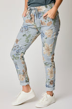 Grey Floral Italian Stretch Pant