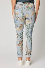 Grey Floral Italian Stretch Pant