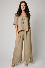 Crop Button Linen Pant (3 Colors) - Jacqueline B Clothing