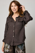 Linen  Raw Edge Pocket Shirt (6 Colors)