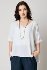 Basket Weave V-Neck Tee (4 Colors)