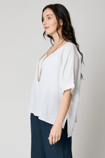 Basket Weave V-Neck Tee (4 Colors)