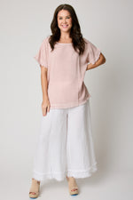 Raw Edge Basket  Weave Linen Top (6 Colors)