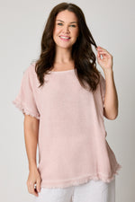 Raw Edge Basket  Weave Linen Top (6 Colors)