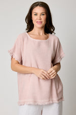 Raw Edge Basket  Weave Linen Top (6 Colors)