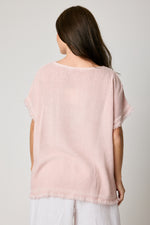 Raw Edge Basket  Weave Linen Top (6 Colors)