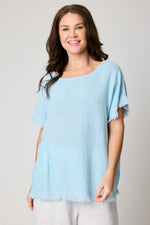 Raw Edge Basket  Weave Linen Top (6 Colors)