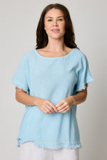 Raw Edge Basket  Weave Linen Top (6 Colors)