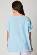 Raw Edge Basket  Weave Linen Top (6 Colors)