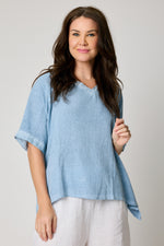 Basket Weave V-Neck Tee (4 Colors)