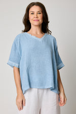 Basket Weave V-Neck Tee (4 Colors)