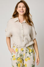 Drawcord Short Sleeve Blouse (8 Colors)