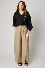 Linen Blouse with Zigzag Stitching (4 Colors)