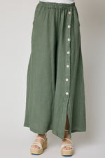 Linen Side Button Wide Leg Pant (5 Colors)