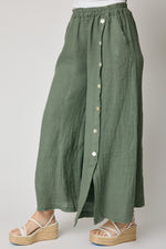 Linen Side Button Wide Leg Pant (5 Colors)