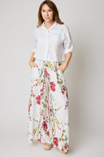 Red Floral Linen Pant