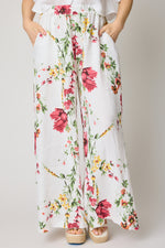 Red Floral Linen Pant