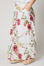 Red Floral Linen Pant