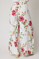 Red Floral Linen Pant