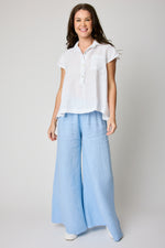 Cap Sleeve Linen Swing Top