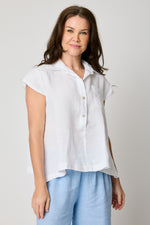 Cap Sleeve Linen Swing Top