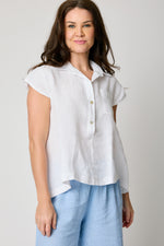 Cap Sleeve Linen Swing Top