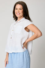 Cap Sleeve Linen Swing Top
