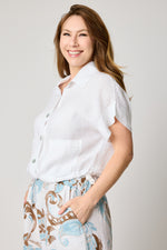 Drawcord Short Sleeve Blouse (8 Colors)