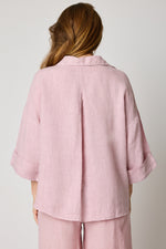 Linen Blouse with Zigzag Stitching (4 Colors)