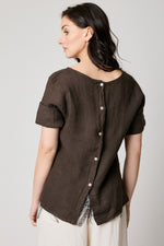 Button Back Linen Top (9 Colors)