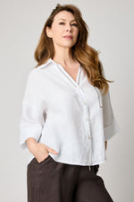 Linen Blouse with Zigzag Stitching (4 Colors)