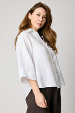 Linen Blouse with Zigzag Stitching (4 Colors)