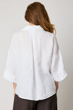 Linen Blouse with Zigzag Stitching (4 Colors)