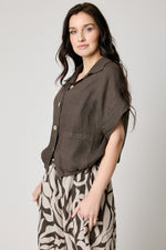 Drawcord Short Sleeve Blouse (8 Colors)