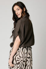 Drawcord Short Sleeve Blouse (8 Colors)