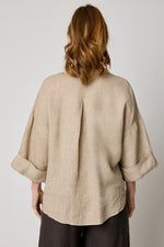 Linen Blouse with Zigzag Stitching (4 Colors)