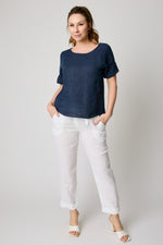 Button Back Linen Top (9 Colors)