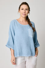 Open Weave 3/4 Sleeve Pocket Top (3 Colors)