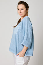 Open Weave 3/4 Sleeve Pocket Top (3 Colors)