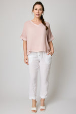 Basket Weave V-Neck Tee (4 Colors)