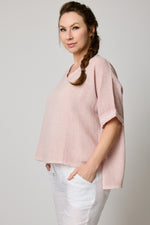 Basket Weave V-Neck Tee (4 Colors)