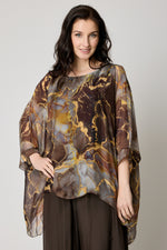 Flowing Silk Marble Chocolate Top Italian Silk