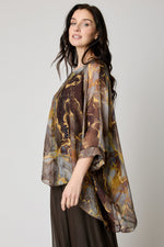 Flowing Silk Marble Chocolate Top Italian Silk