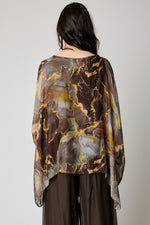 Flowing Silk Marble Chocolate Top Italian Silk