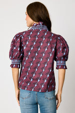 Ruffle Trim Smocked Puff Sleeve Blouse (2 Colors)